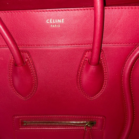 Handbags - Celine paris hand bag Elegant Red Leather Tote Bag